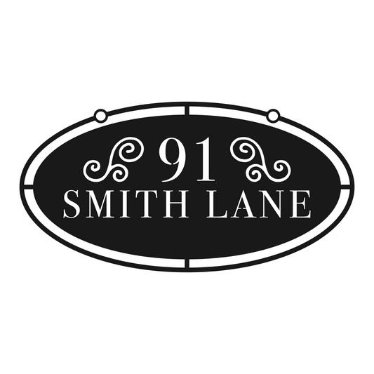 Oval hanging address sign