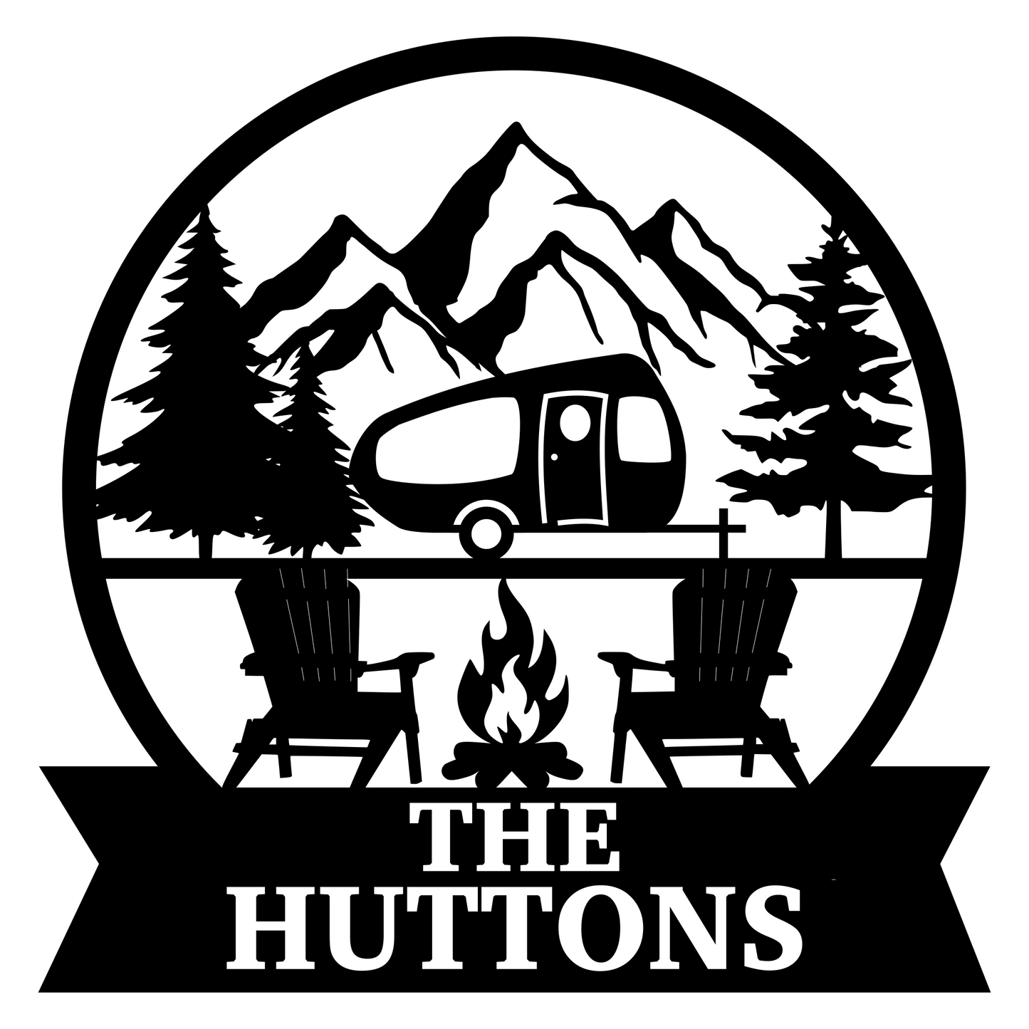 Camp Trailer Mountain Monogram