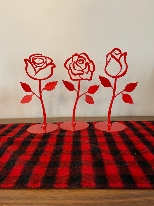 3 Elegant Metal Roses