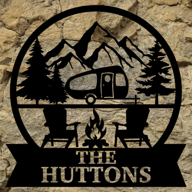 Camp Trailer Mountain Monogram